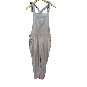 Level 99 Linen Blend Overalls Women's Medium Gray Sleeveless Adjustable Straps